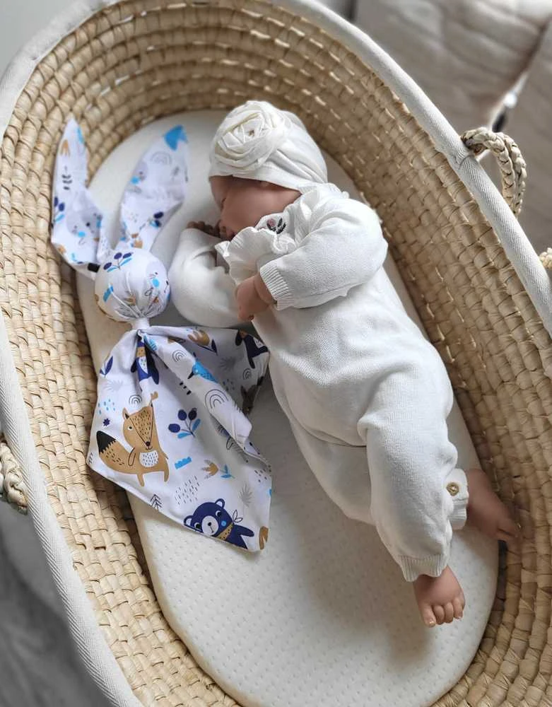 My Sweet Baby Minkštas medvilninis pledas kūdikiui su kiškučio ir meškiukų raštais, tamsiai mėlynas