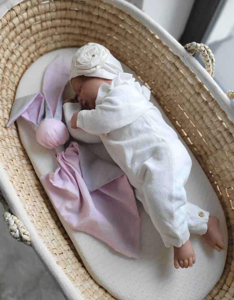 My Sweet Baby Minkštas medvilninis kūdikio pledas zuikutis, rožinė pilka