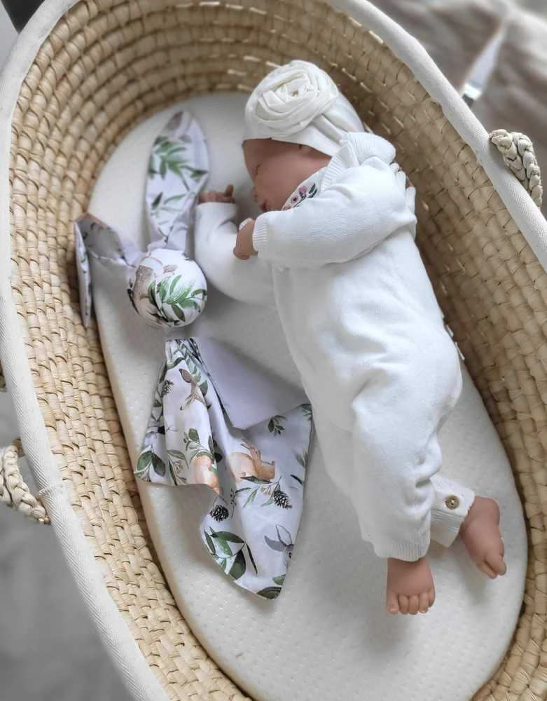 My Sweet Baby Minkštas medvilninis pledas kūdikiui su kiškučio aplikacija, žalia-pilka
