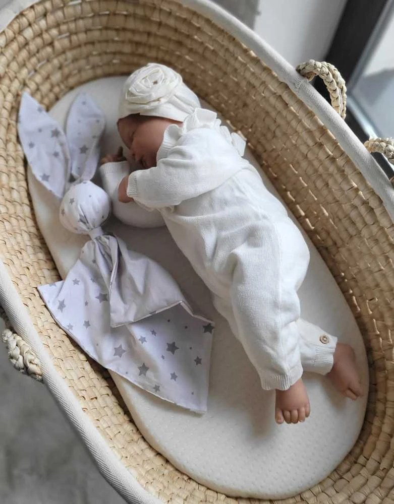 My Sweet Baby Minkštas medvilninis kūdikio pledas su zuikučiu, pilki žvaigždutės, pilkas