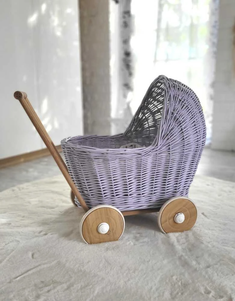 My Sweet Baby Lėlių vežimėlis pintas šviesiai violetinis Milly Mally