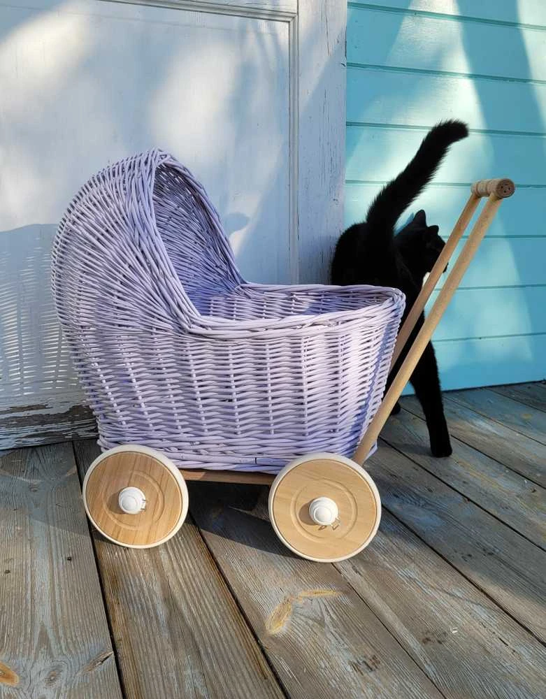 My Sweet Baby Lėlių vežimėlis pintas šviesiai violetinis Milly Mally