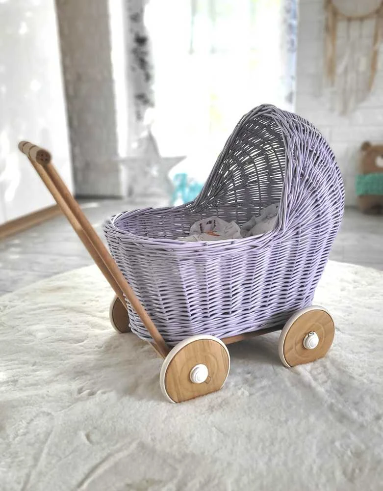 My Sweet Baby Lėlių vežimėlis pintas šviesiai violetinis Milly Mally