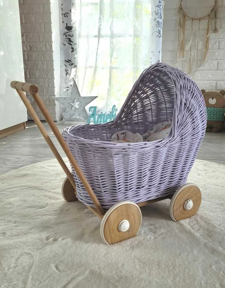 My Sweet Baby Lėlių vežimėlis pintas šviesiai violetinis Milly Mally