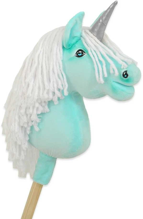 Super Hobby Horse Hobby Horse vienaragis ant lazdos mėtinės spalvos su balta karčiene