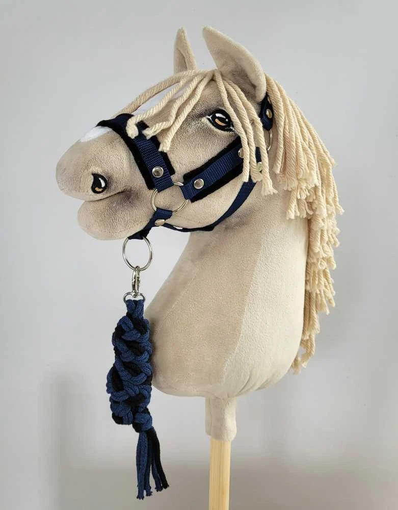 Super Hobby Horse Pavadėlis hobi arkliukui, juodas ir tamsiai mėlynas