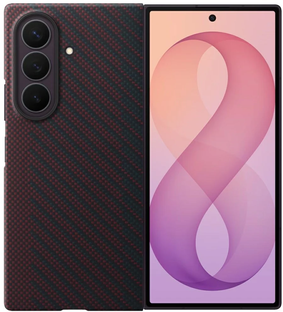 Dėklas KF976SRE anglies magnetas Samsung Galaxy Fold 8 Ultra, Raudona