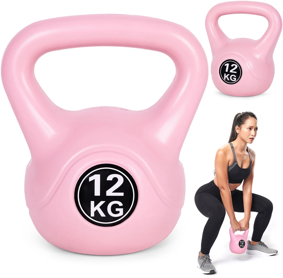 Kettlebell 12 kg, treniruoklis, hantelis, svarmuo, rožinis, ModernHome