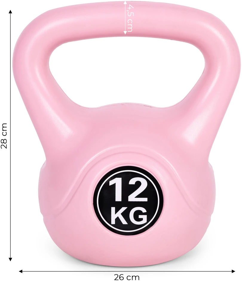 Kettlebell 12 kg, treniruoklis, hantelis, svarmuo, rožinis, ModernHome