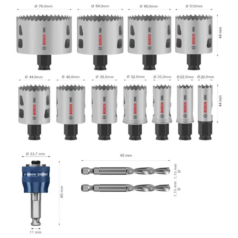 Bosch 14 Gręžimo karūnėlių komp Multi Material PC Plus