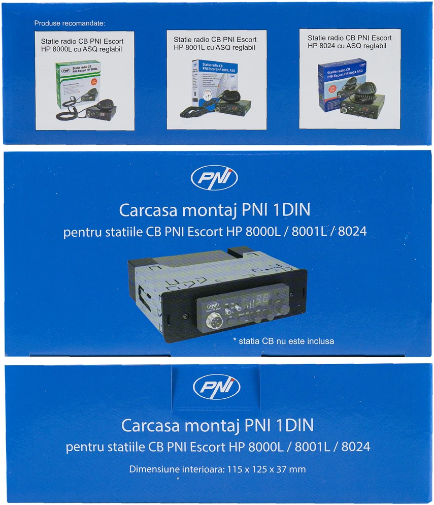1DIN PNI montavimo korpusas, skirtas HP 8000L / 8001L / 8024 Escort PNI stotelėms
