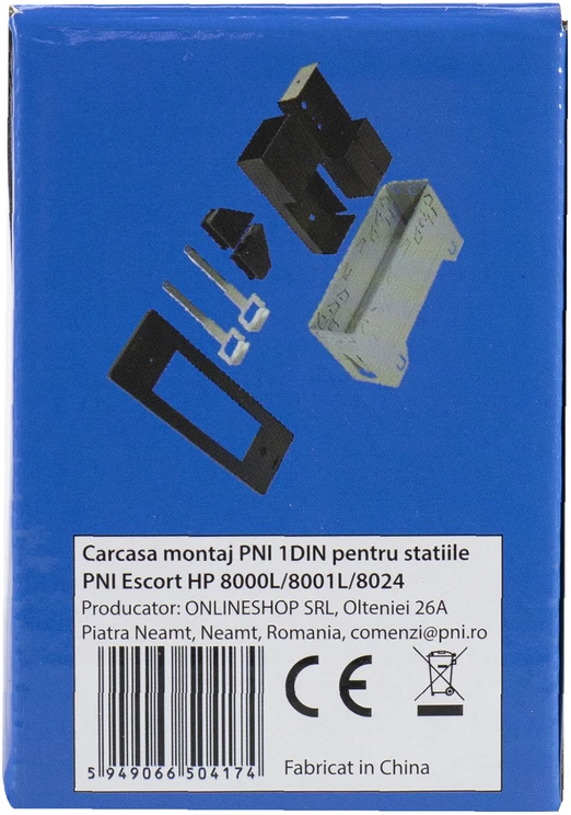 1DIN PNI montavimo korpusas, skirtas HP 8000L / 8001L / 8024 Escort PNI stotelėms