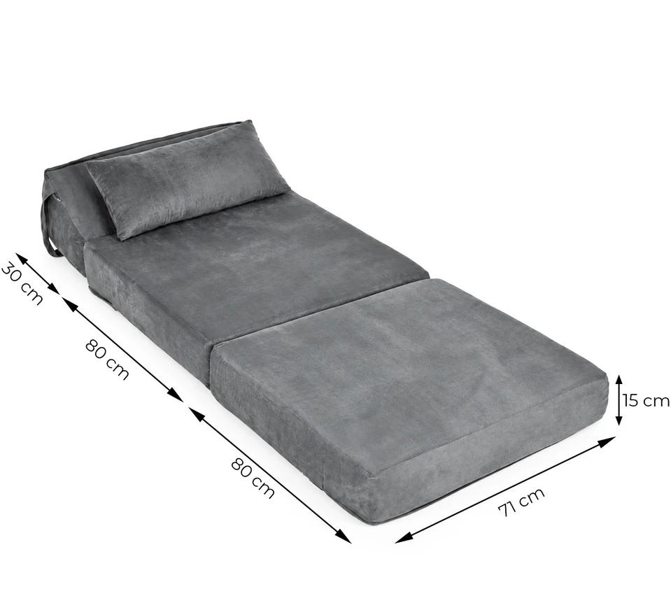 2-in-1 vienvietė išlankstoma poroloninė sofa-lova čiužinys 190×70 cm ModernHome