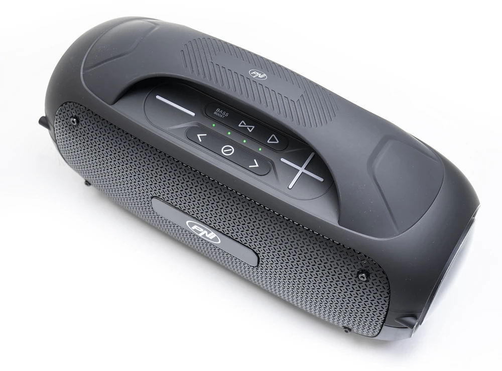 2 nešiojamų garsiakalbių rinkinys PNI FunBox BT600, susiejimas per Bluetooth su stereofoninio garso funkcija, 65W, IPX4
