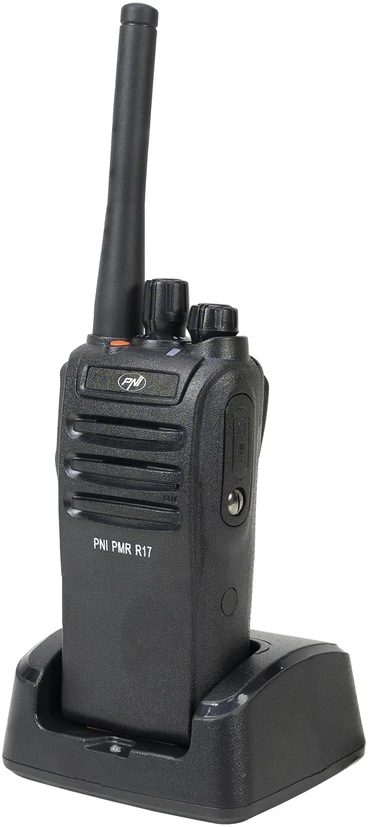 2 nešiojamų radijo stotelių rinkinys PNI PMR R17 446MHz, 0.5W, 16 PMR kanalų ir 50 CTCSS bei 104 DCS tonų, programuojamas, Li-Ion 2200 mAh, IP68