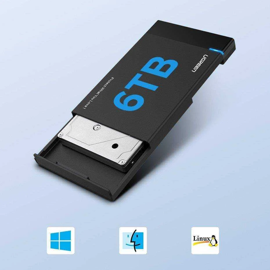 UGREEN 2,5 colio kietojo disko korpusas, skirtas 2,5 colio SATA SSD ir HDD