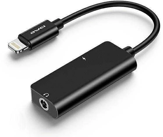 AWEI Adapteris CL-121 Lightning-Lightning/Jack 3.5 2w1 juodos spalvos
