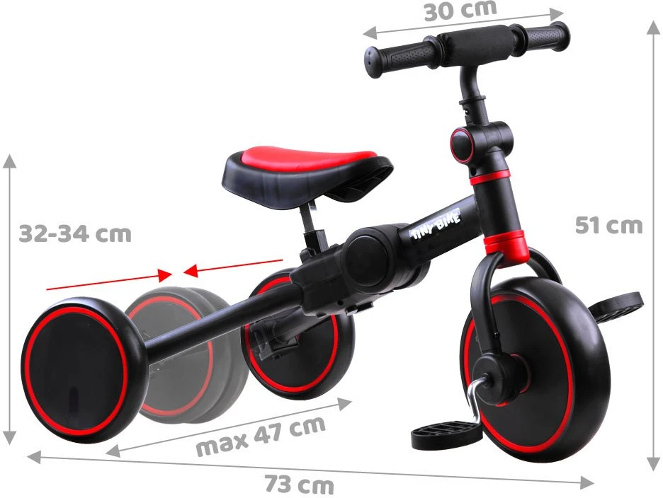 3 viename triratukas + balansinis dviratukas ir važiuojamasis dviratukas TINY BIKE SP0663