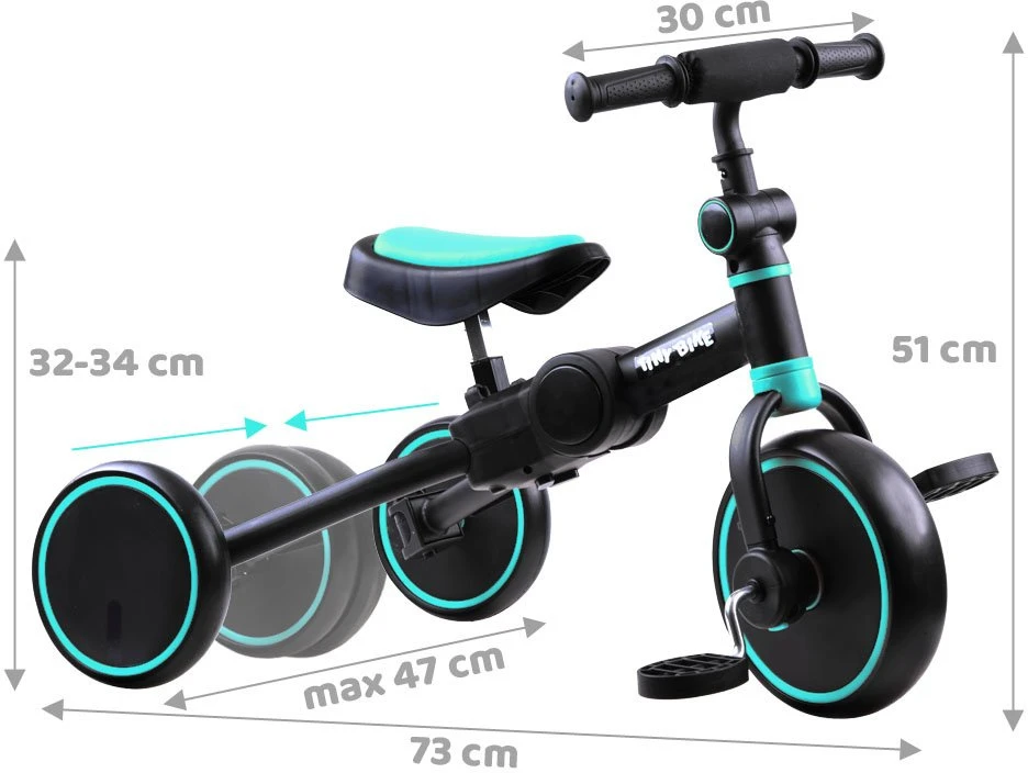 3 viename triratukas + balansinis dviratukas ir važiuojamasis dviratukas TINY BIKE SP0663