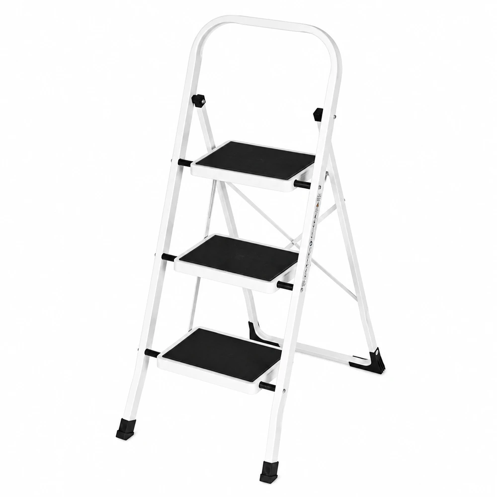 3-step steel ladder non-slip steps foldable ModernHome
