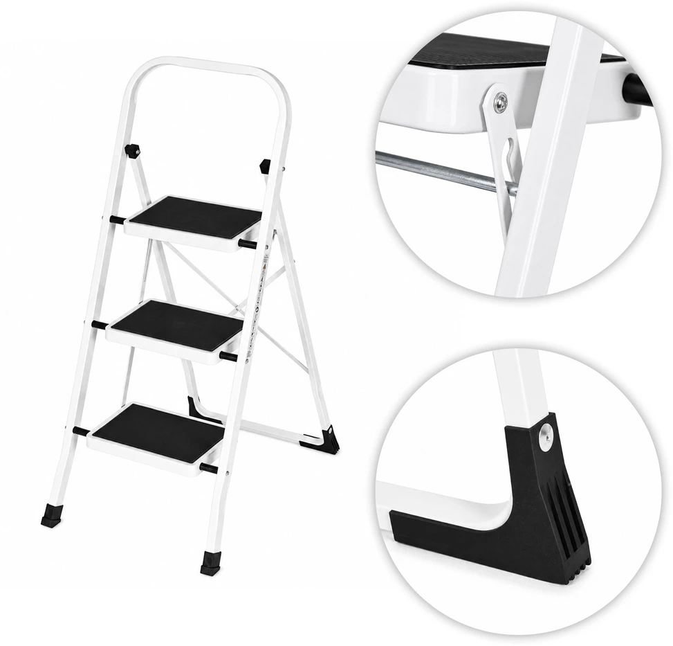3-step steel ladder non-slip steps foldable ModernHome