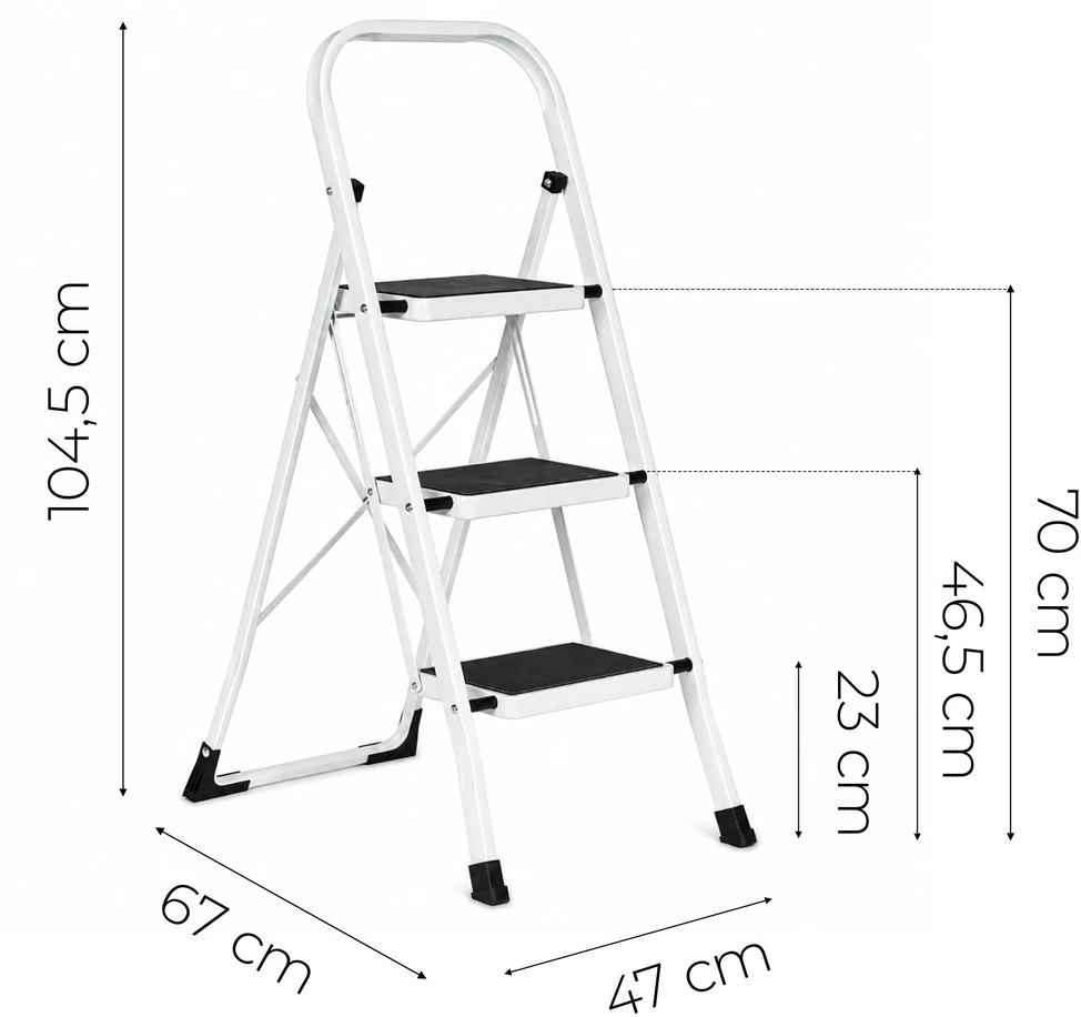 3-step steel ladder non-slip steps foldable ModernHome