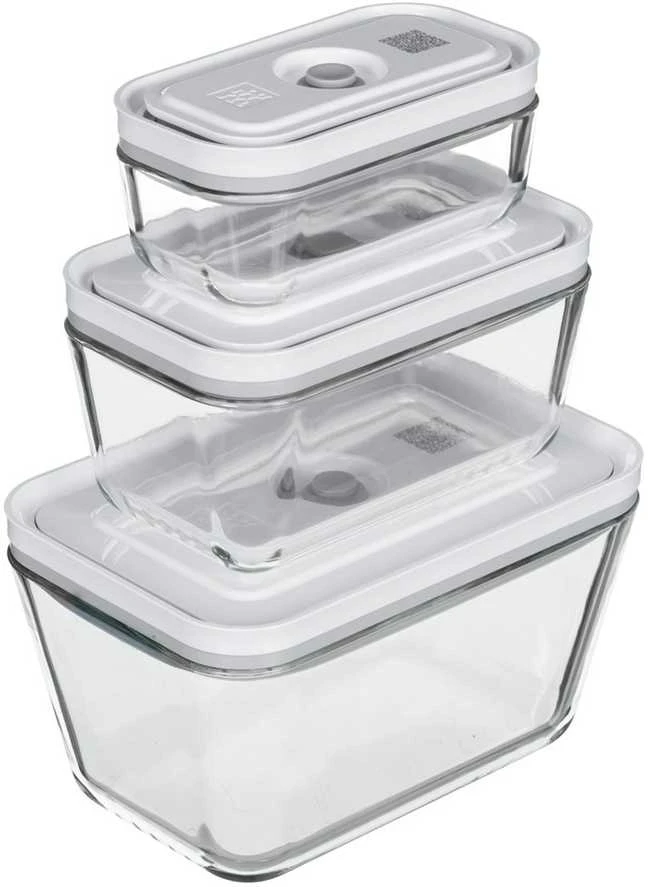 Stiklinių vakuuminių indų rinkinys ZWILLING Fresh & Save, dydžiai: S/M/L, 3 vnt. komplekte