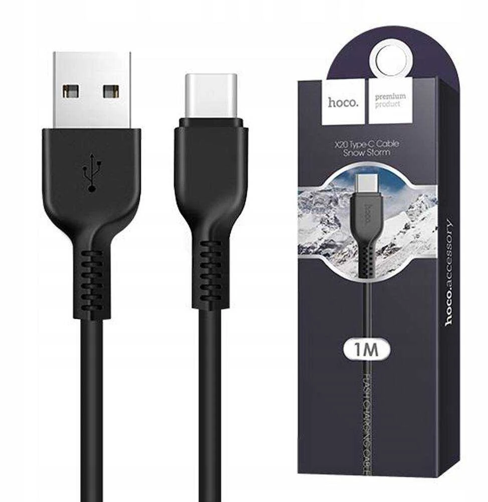 HOCO kabelis USB A į Type C 2,4A X20 1 m juodos spalvos