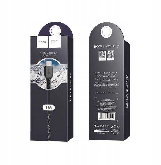HOCO kabelis USB A į Type C 2,4A X20 1 m juodos spalvos