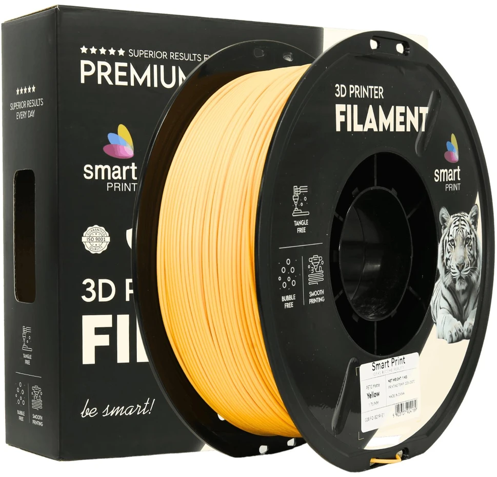 3D Plastikas – Filamentas PETG matinis geltonas | 1.75 mm, 1kg | SPrint