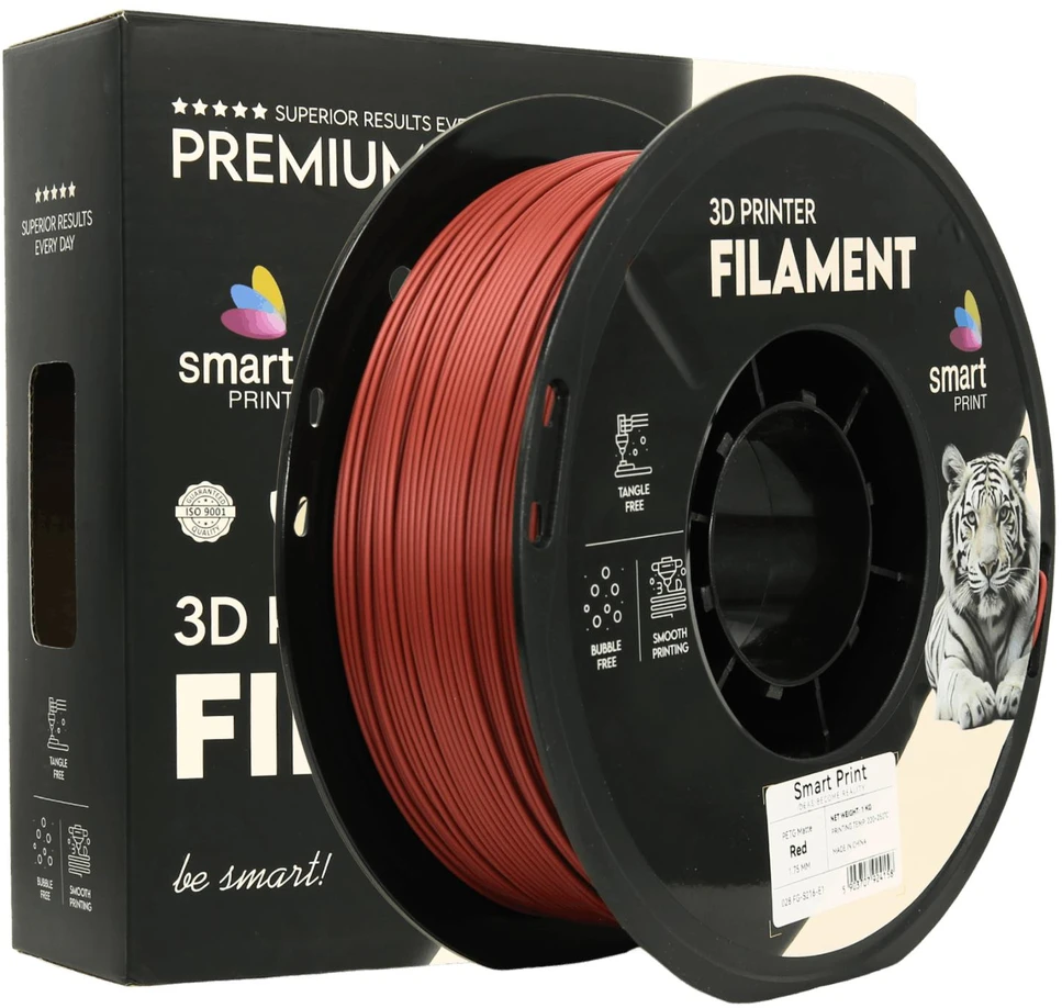 3D Plastikas – Filamentas PETG matinis raudonas | 1.75 mm, 1kg | SPrint