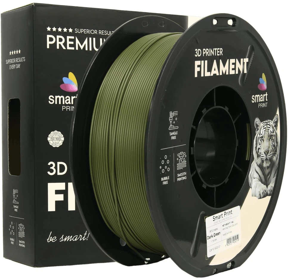 3D Plastikas – Filamentas PETG matinis tamsiai žalias | 1.75 mm, 1kg | SPrint