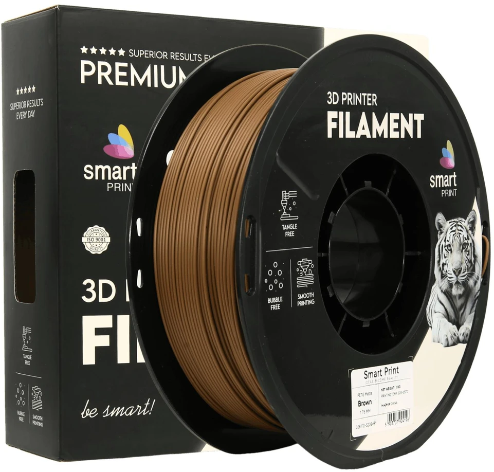 3D Plastikas – Filamentas PETG matinis rudas | 1.75 mm, 1kg | SPrint