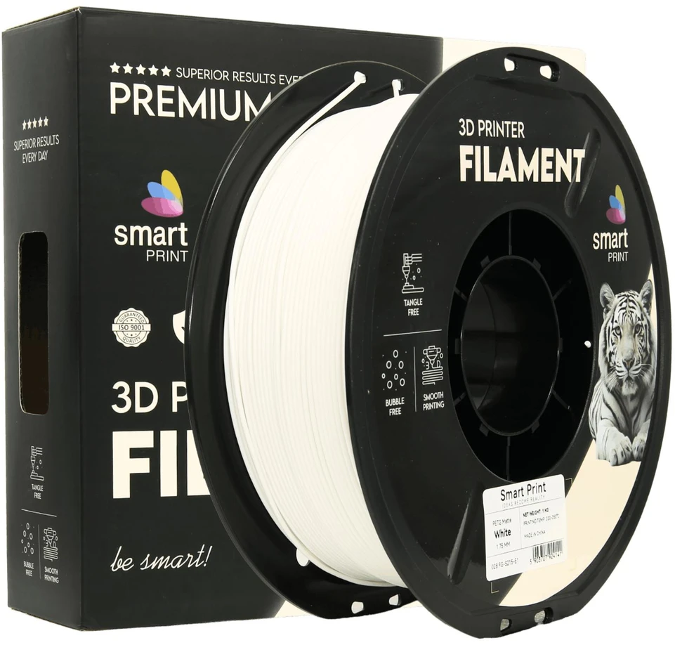 3D Plastikas – Filamentas PETG matte baltas | 1.75 mm, 1kg | SPrint