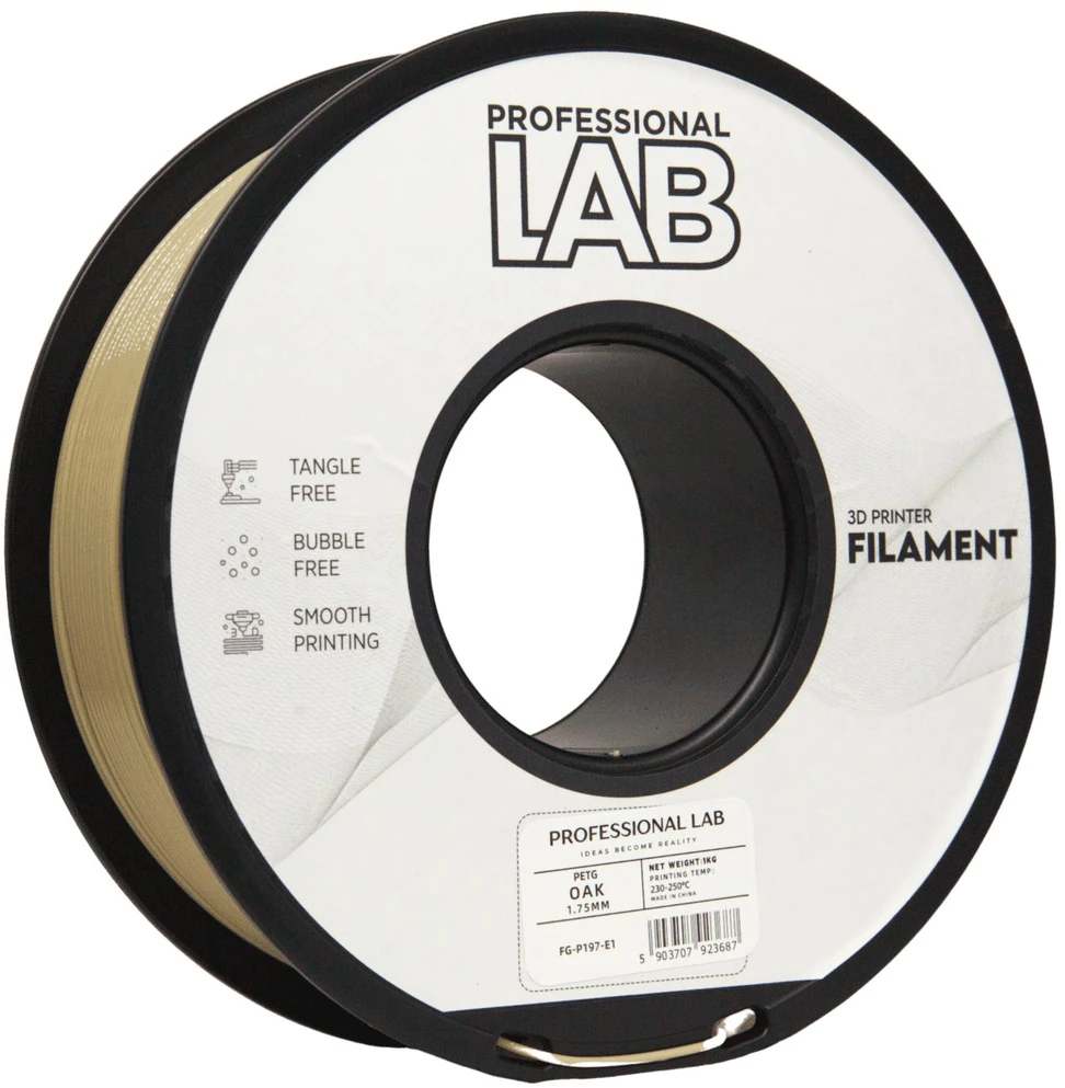 3D Plastikas – Filamentas PETG oak | 1.75 mm, 1kg | Professional LAB
