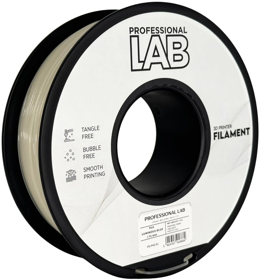 3D Plastikas – Filamentas PLA luminous mėlynas | 1.75 mm, 1kg | Professional LAB