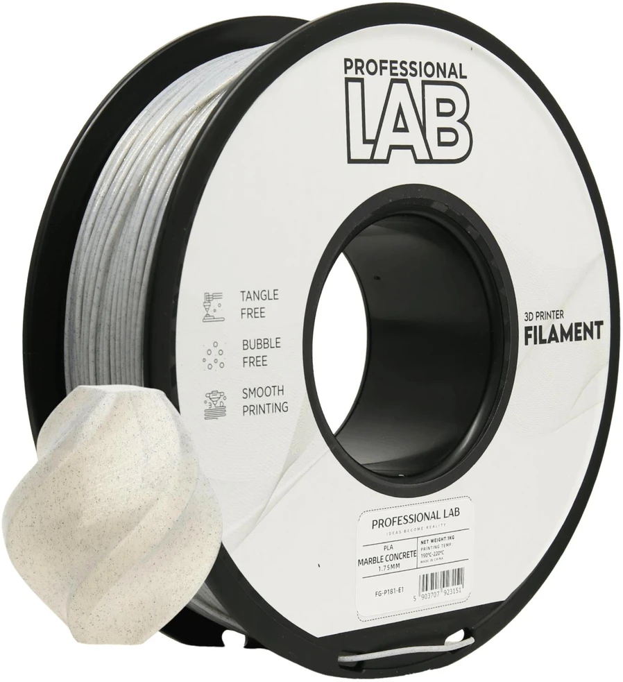3D Plastikas – Filamentas PLA marble concrete | 1.75 mm, 1kg | Professional LAB