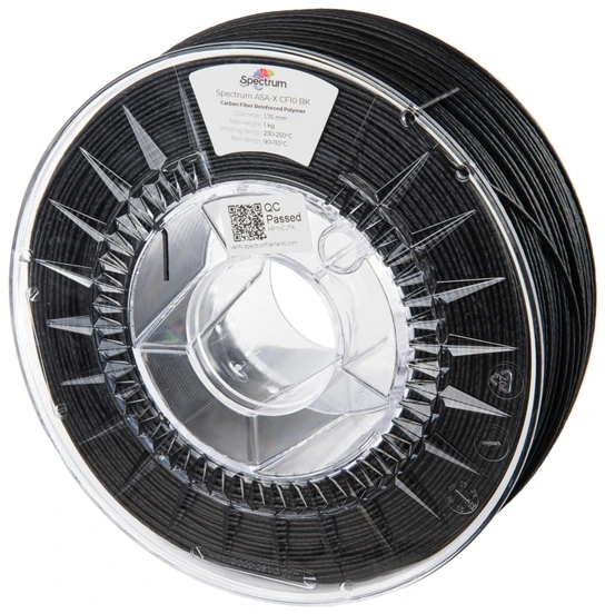 3D plastikas ASA-X + CF10 juodas 1kg Spectrum