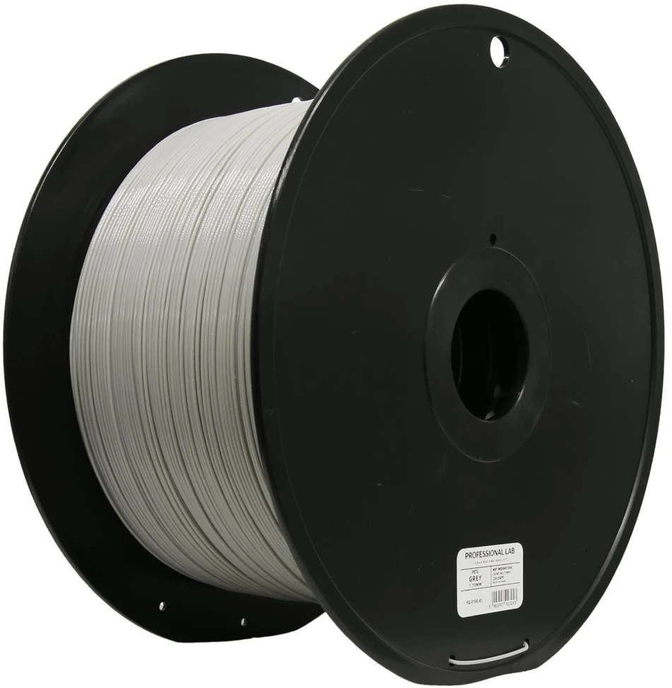 3D Plastikas – Filamentas PETG pilkas | 1.75 mm, 5kg | Professional LAB