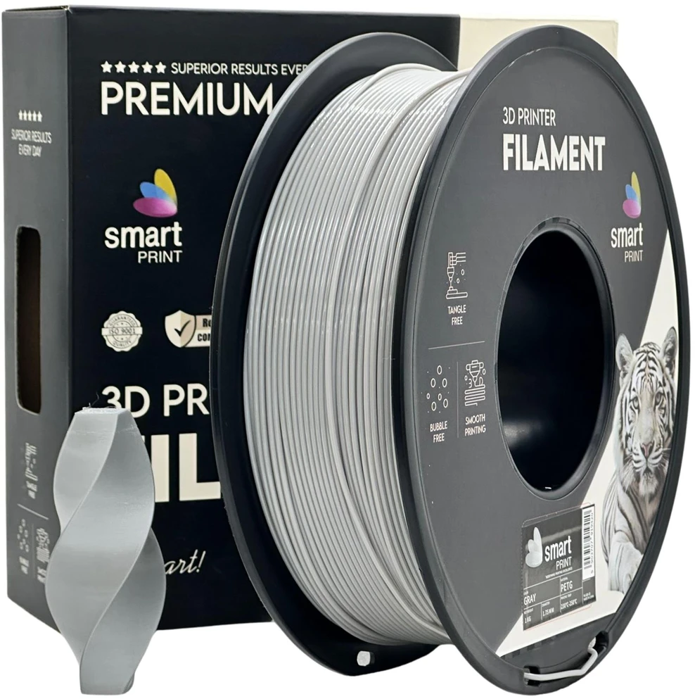 3D Plastikas – Filamentas PETG pilkas | 1.75 mm, 1kg | SPrint