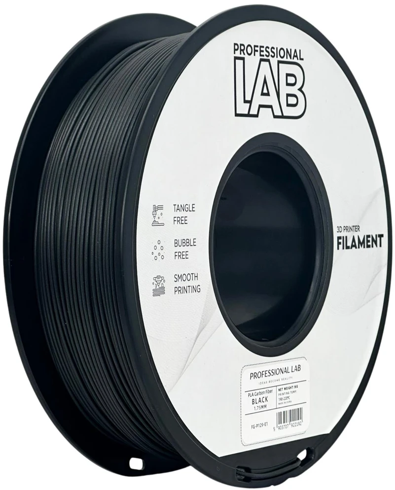 3D Plastikas – Filamentas PLA Fiber Juodas | 1.75 mm, 1kg | Professional LAB