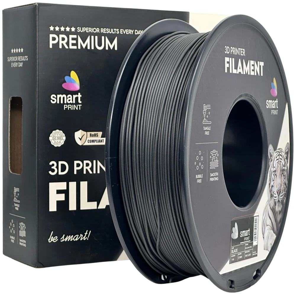 3D Plastikas – Filamentas PLA Fiber Juodas | 1.75 mm, 1kg | SPrint