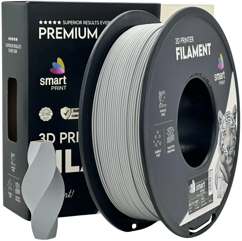 3D Plastikas – Filamentas PLA matte pilka | 1.75 mm, 1kg | Sprint