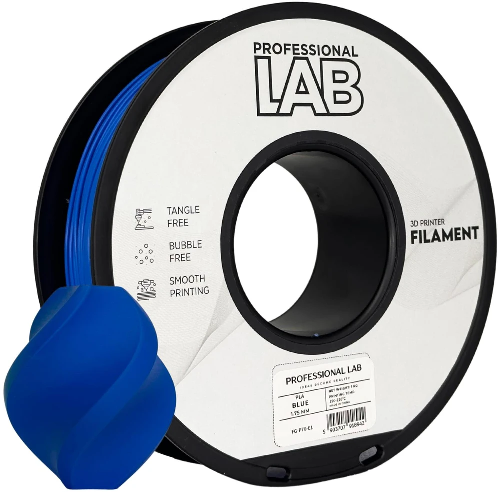3D Plastikas – Filamentas PLA mėlynos spalvos | 1.75 mm, 1kg | Professional LAB