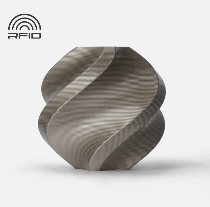 Bambu Lab PLA Metal plastikas 1.75mm 1kg – komplektuojamas su daugkartinio naudojimo rite – Iridium Gold Metallic