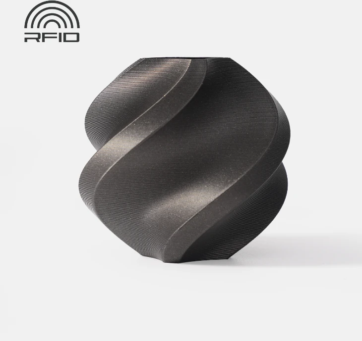 Bambu Lab PLA Metal plastikas 1.75mm 1kg - komplektuojamas su daugkartine rite - Pilkas Metallic