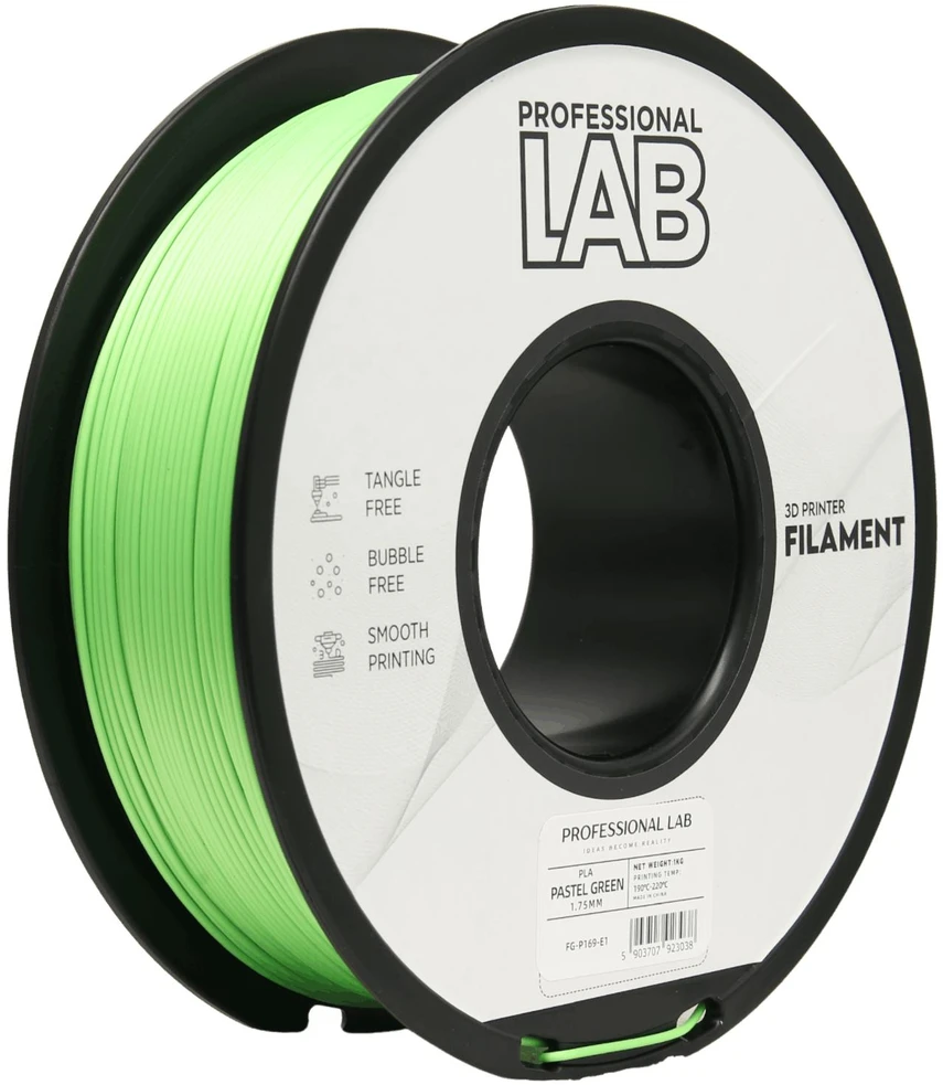 3D Plastikas – Filamentas PLA pastel žalias | 1.75 mm, 1kg | Professional LAB