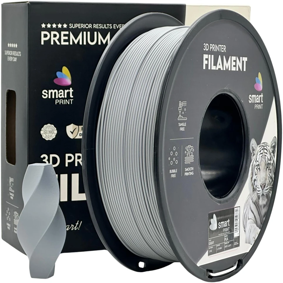 3D Plastikas – Filamentas PLA pilkas | 1.75 mm, 1kg | SPrint