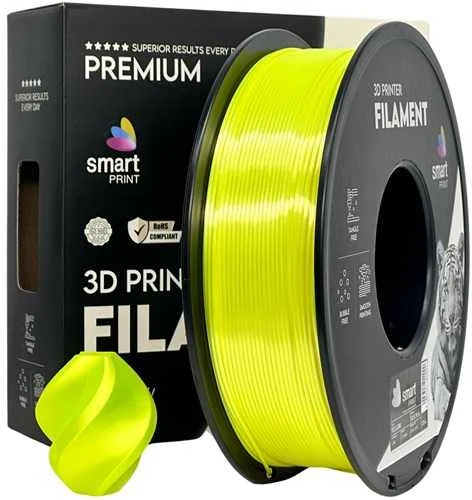 3D Plastikas – Filamentas PLA Silk geltonos spalvos | 1.75 mm, 1kg | SPrint