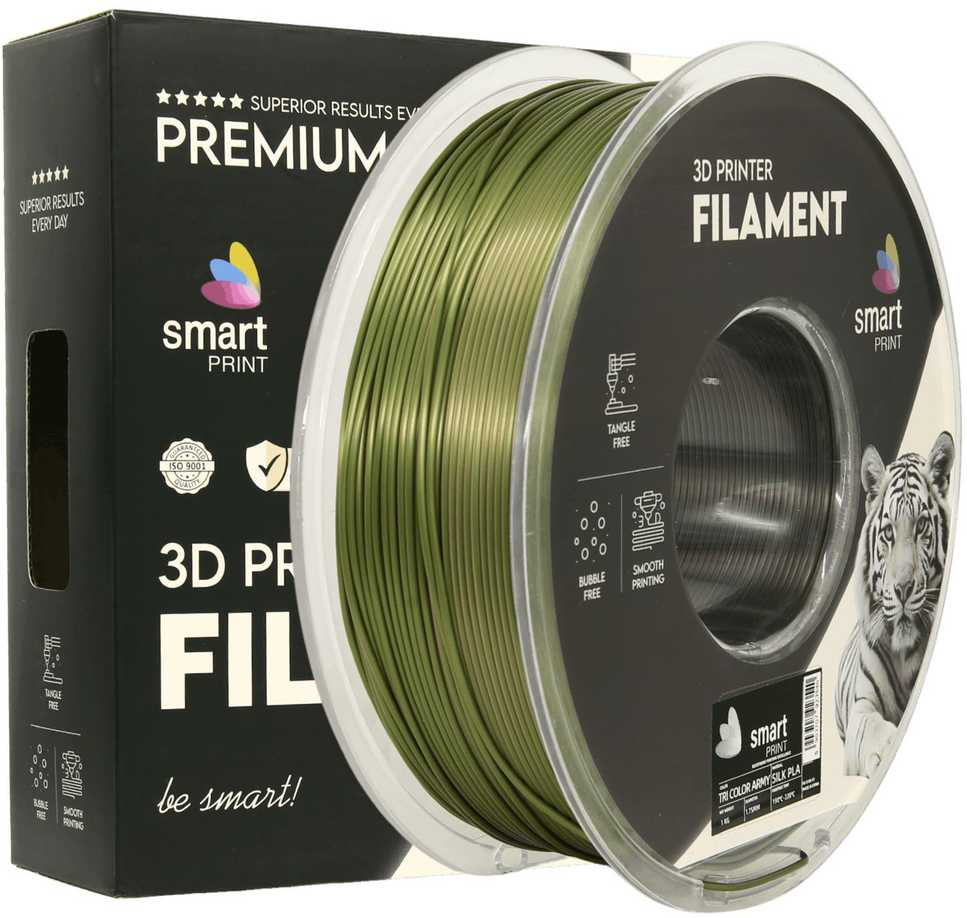 3D Plastikas – Filamentas PLA silk Tri Color Army | 1.75 mm, 1kg | SPrint
